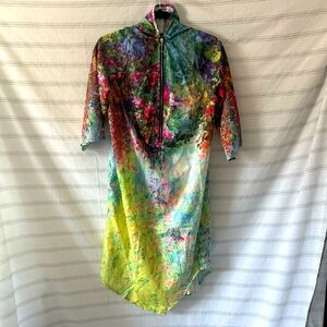 Multicoloured floral print zip up dress top / tunic